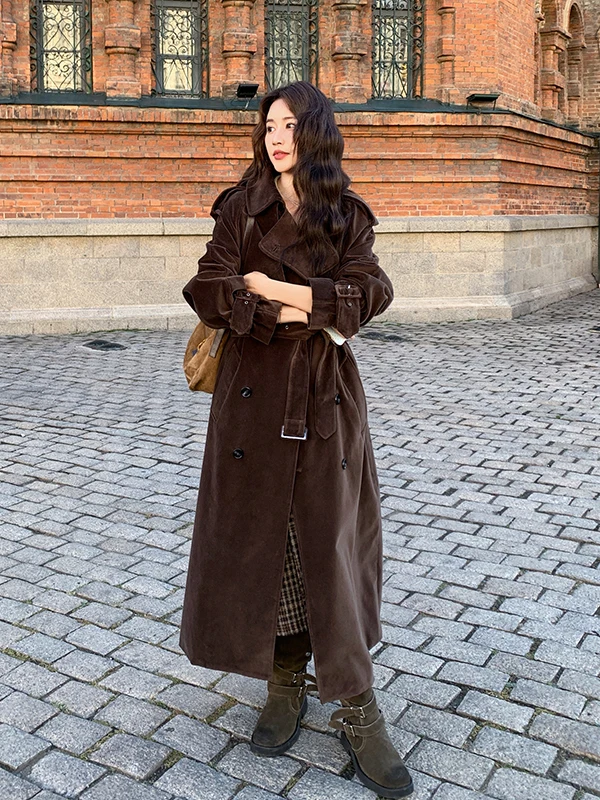 

Thiened Fce Long Women'S Coat Windbreaker Outerwear Warmth Sensation High Waist Design Winter New Sle