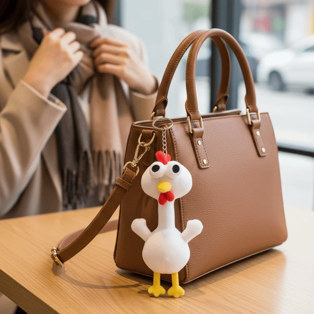 Funny Design Chicken Keychain White Color Cute Style Giraffe Bag Pendant Creative Gift 20CM Pink Pig Pendant Bag Decoration