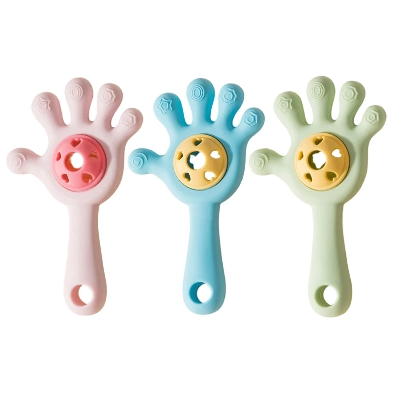 لعبة عضاضة للأسنان محمولة باليد على شكل راحة اليد الإبداعية لعبة هزاز تعليمية تعزز التطور السمعي والتسنين 15UB #2