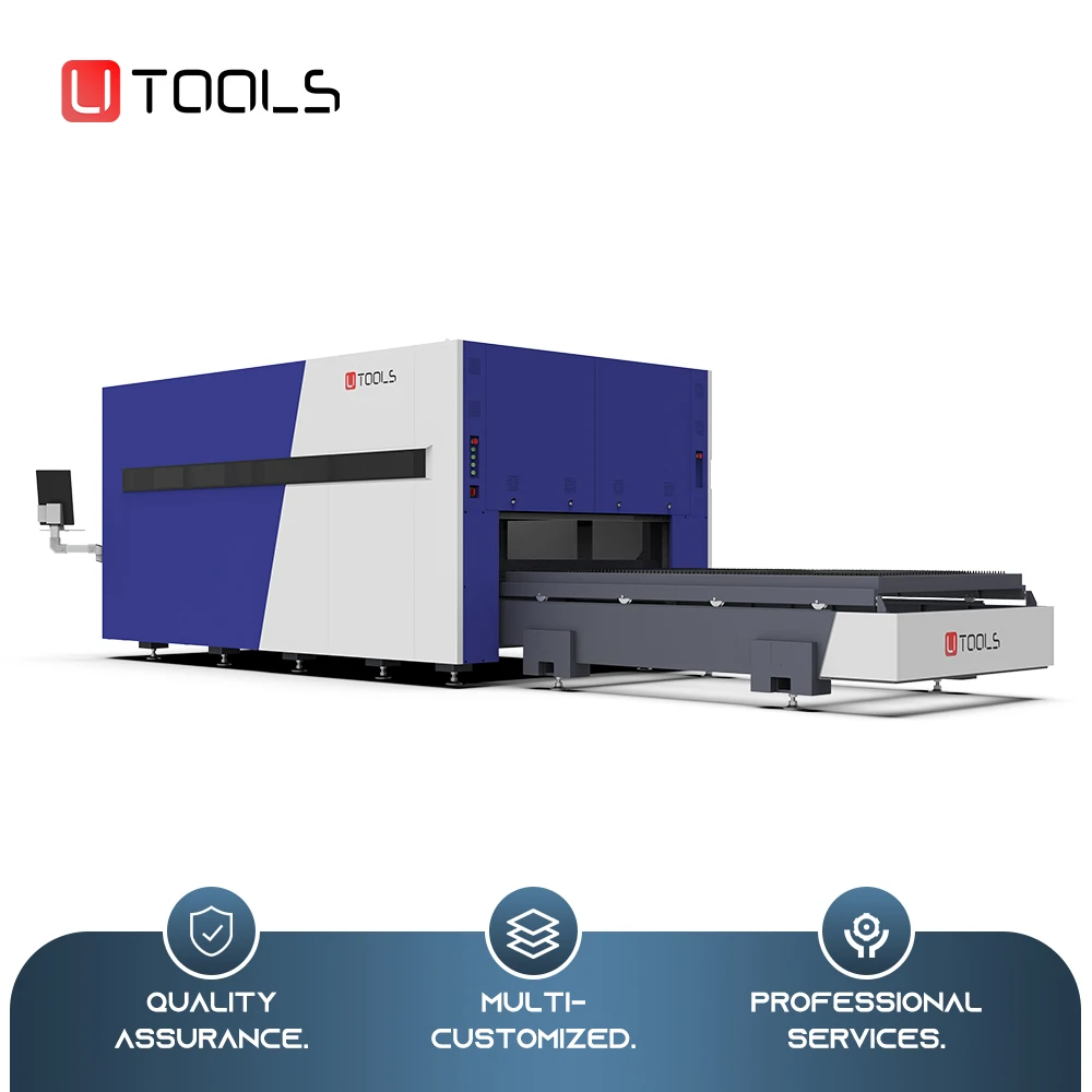 

Лазерный станок для резки волоконным лазером Utools Full Cover 1530 3015 с полной защитой, прецизионный, 2кВт, 3кВт, 6кВт