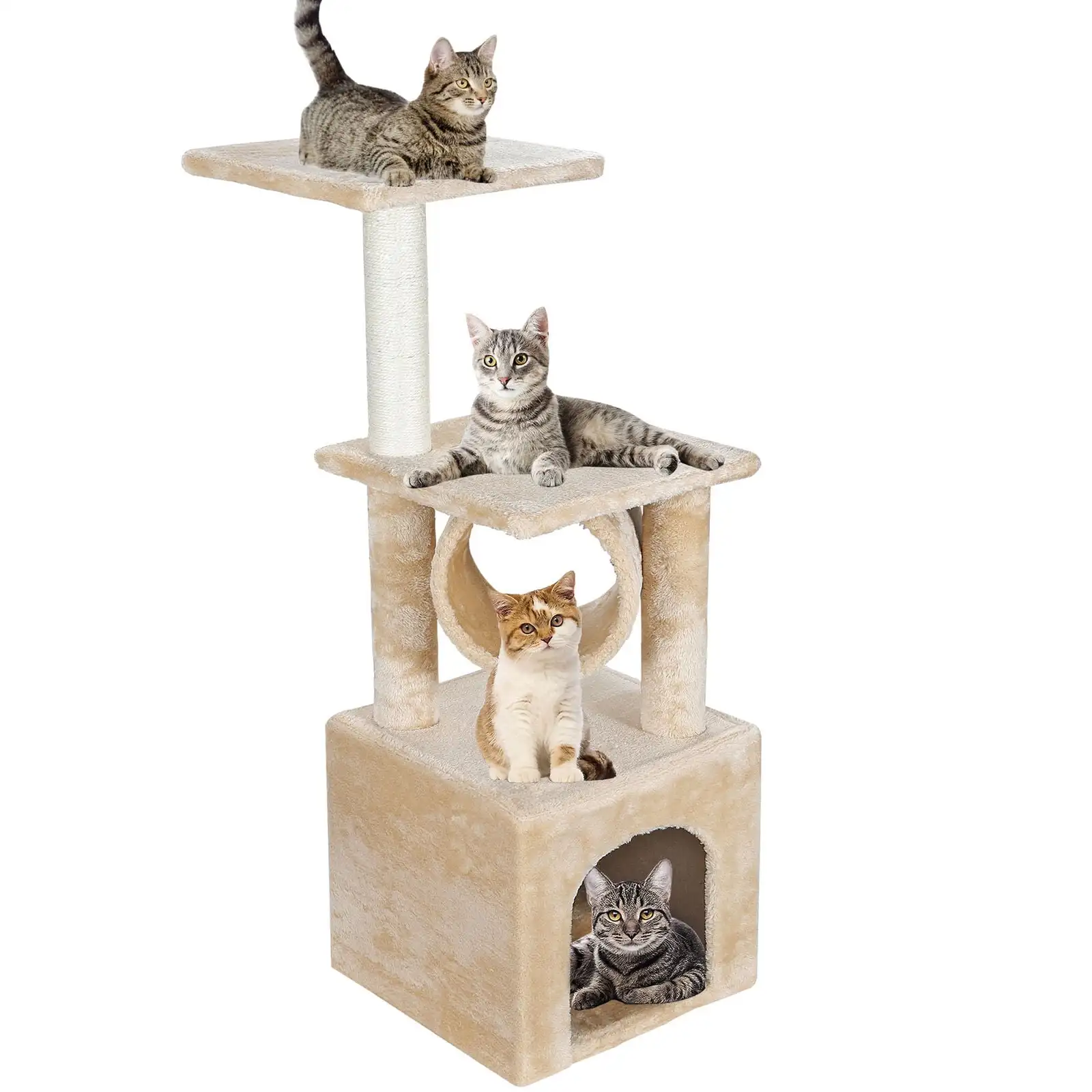 

36" Cat Tree Activity Climber Tower with Plush Perch and Sisal Post for Kittens, Pet Kitty Play House Furniture