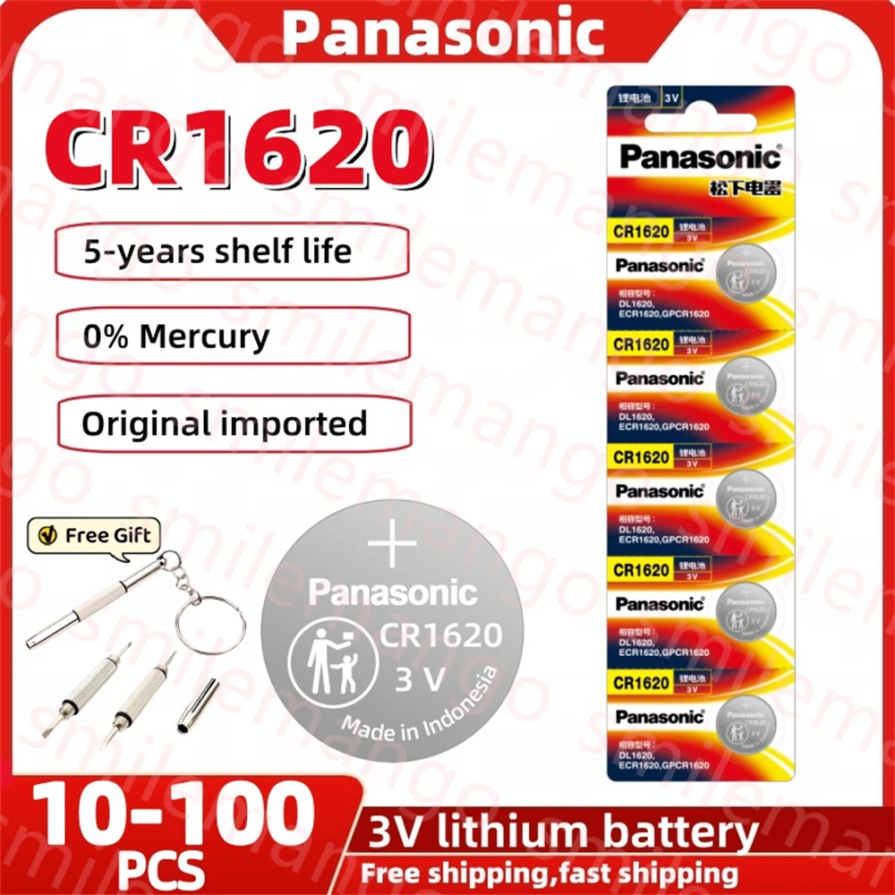 Original Panasonic  3V CR1620 ECR1620 DL1620 Button Batteries Cell Coin Lithium Battery For Watch Electronic Toy Calculators