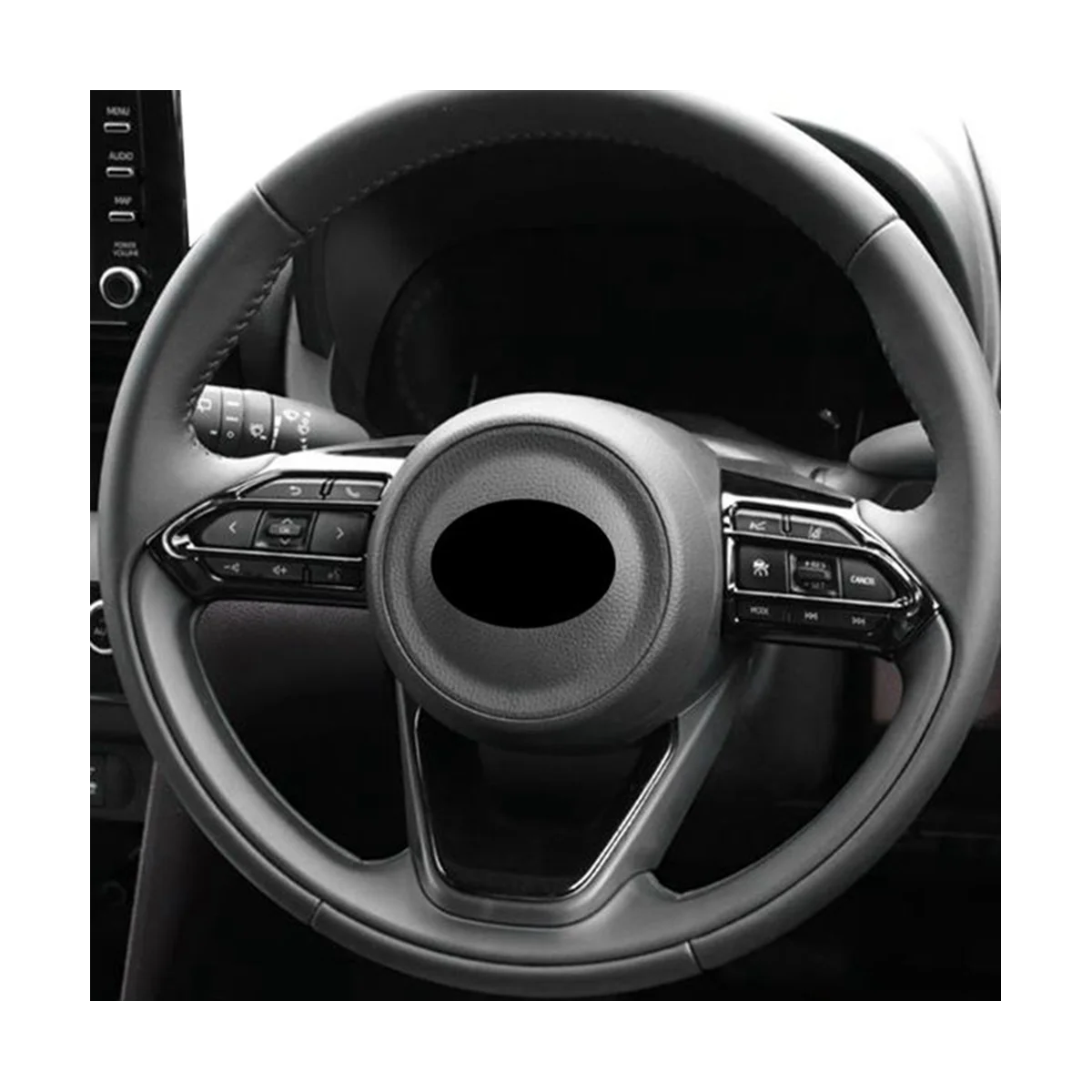 For AQUA/PRIUS C 2020 2021 Car Glossy Black Car Interior Steering Wheel Cover Trim Moldings