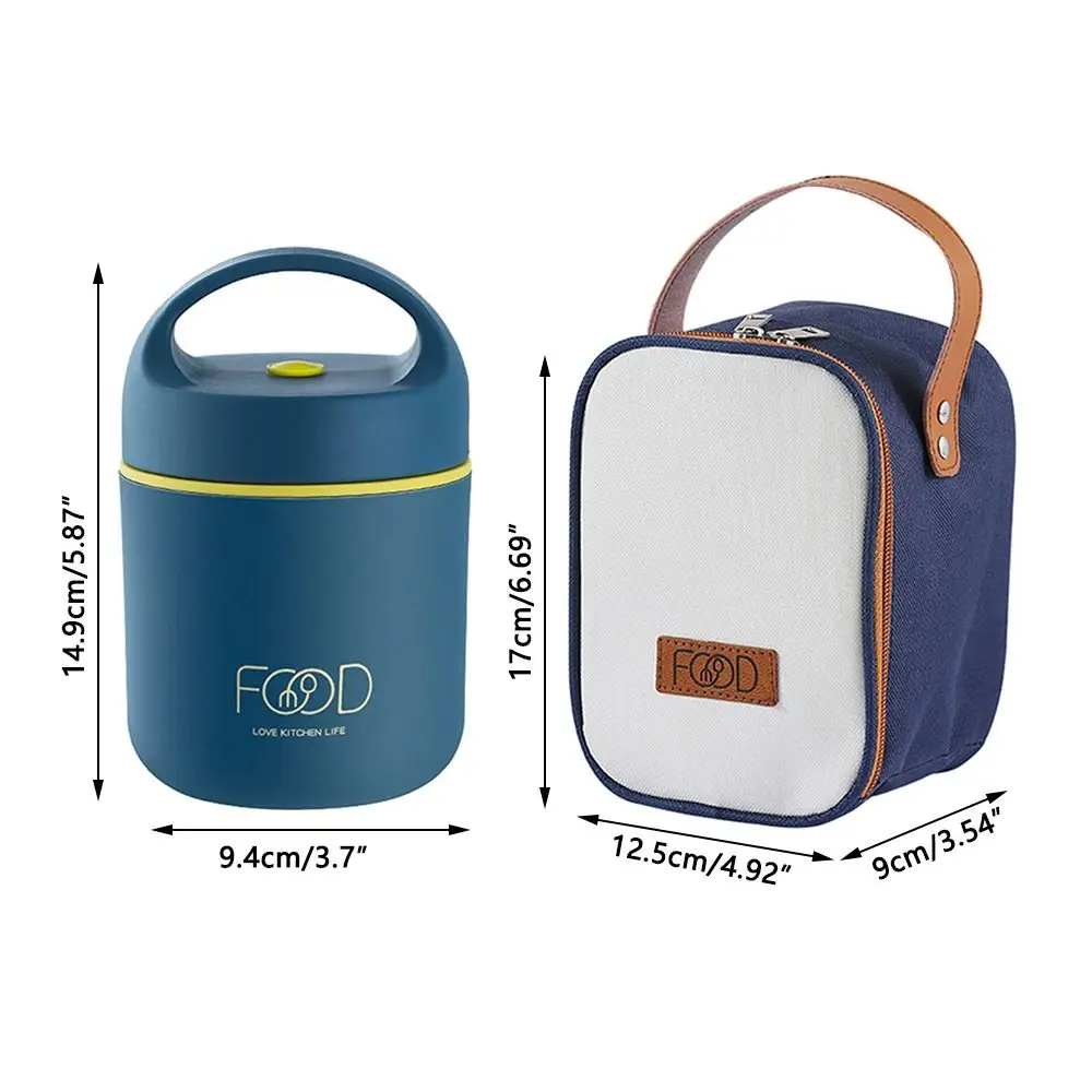 304 Stainless Steel Vacuum Thermal Lunch Box Food Warmer Soup Cup Thermos Containers Bento Box Insulated Lunch Bag for Students