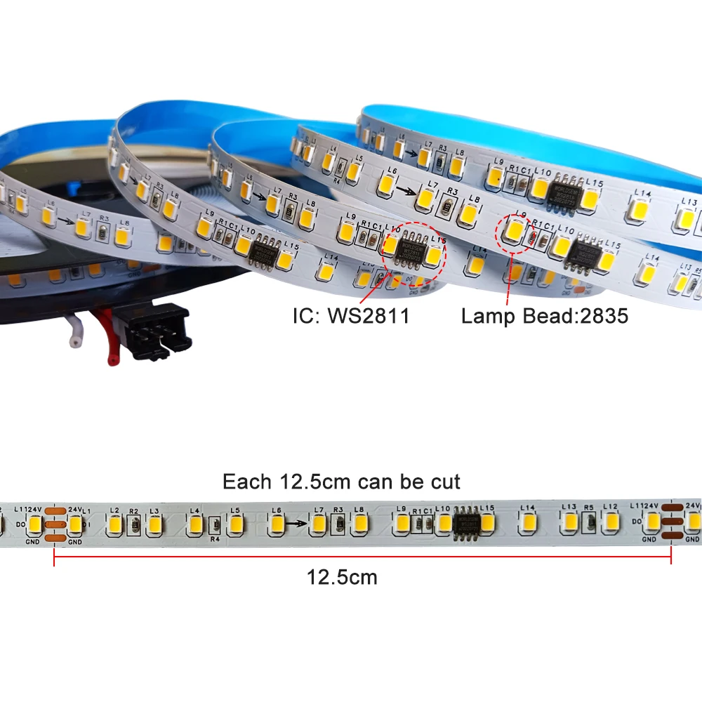 WS2811 2835SMD DC24V acqua corrente LED Strip Flowing Light Horse Race Chasing lampada flessibile Pixel Light 120Leds/M IP20 10mm PCB