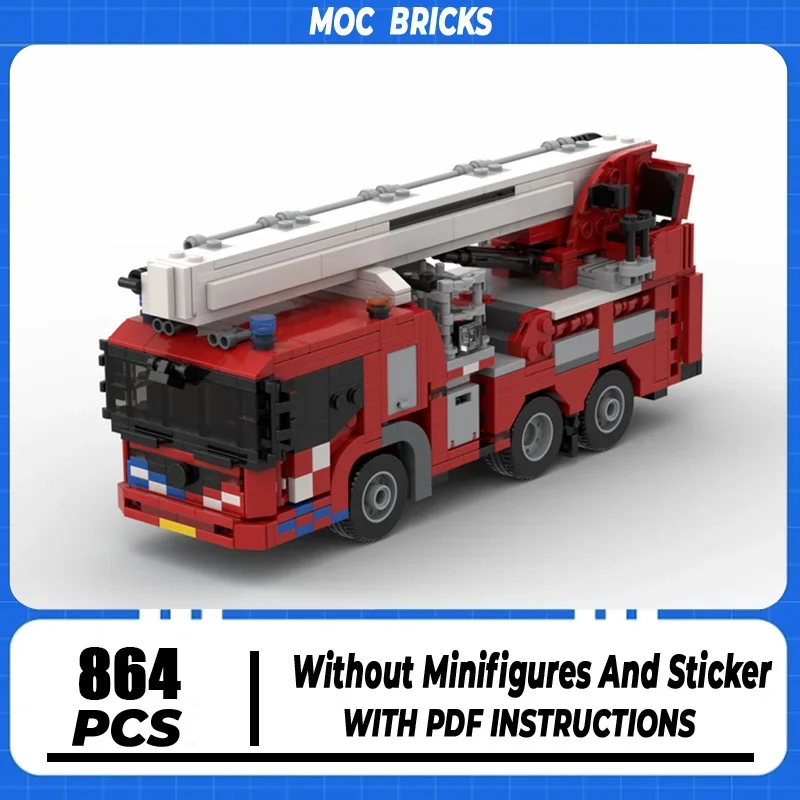 

Moc Building Blocks Car Series Dutch Fire Truck Aerial Platform Model Technology Brick Brand-name Vehicle DIY Toy For