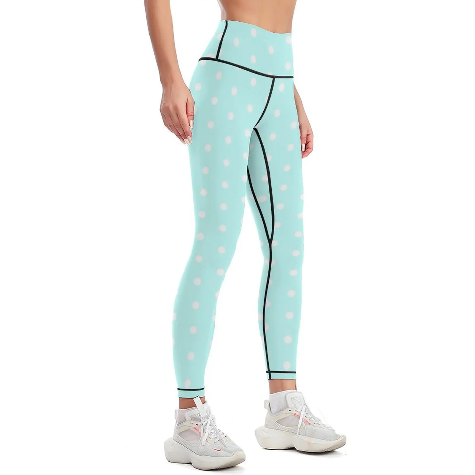 Polka dots in cyan Leggings for fitness exercise clothing for Womens Leggings