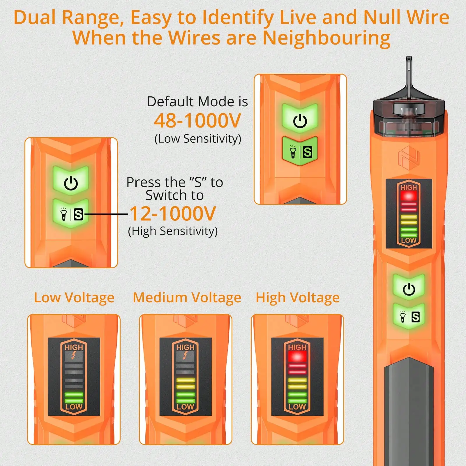 Neoteck Spanning Elektrische Volt Detector Testpen Ac Geen Contact Sensor 12-1000V