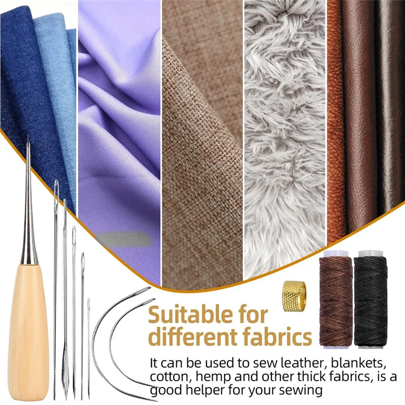 مجموعة أدوات خياطة جلدية مكونة من 11 قطعة، مجموعة خياطة خياطة يدوية من الجلد لإصلاح الجلد القماشي للحرف اليدوية-X59A #4