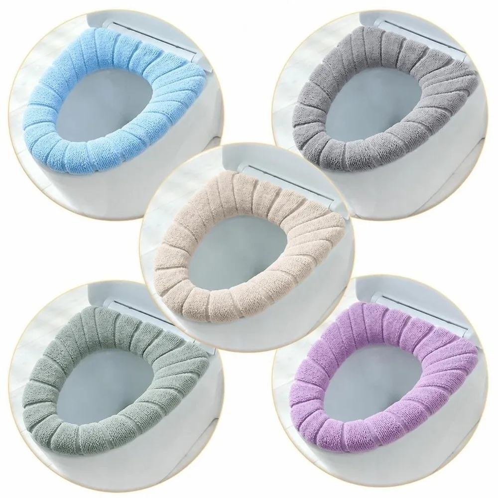 5 Pack 5 Color Combinations Toilet Seat Cover Polyester Washable Toilet Seat Cushion Universal Fit U/V/O Toilets Soft