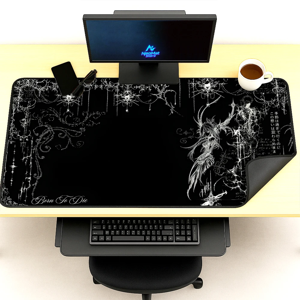 Gothic Mouse Pad Gaming Mousepad 180x60 Black White Ornate Fantasy Desk Mat 160x60 XXXL Elegant Line Art Accessories
