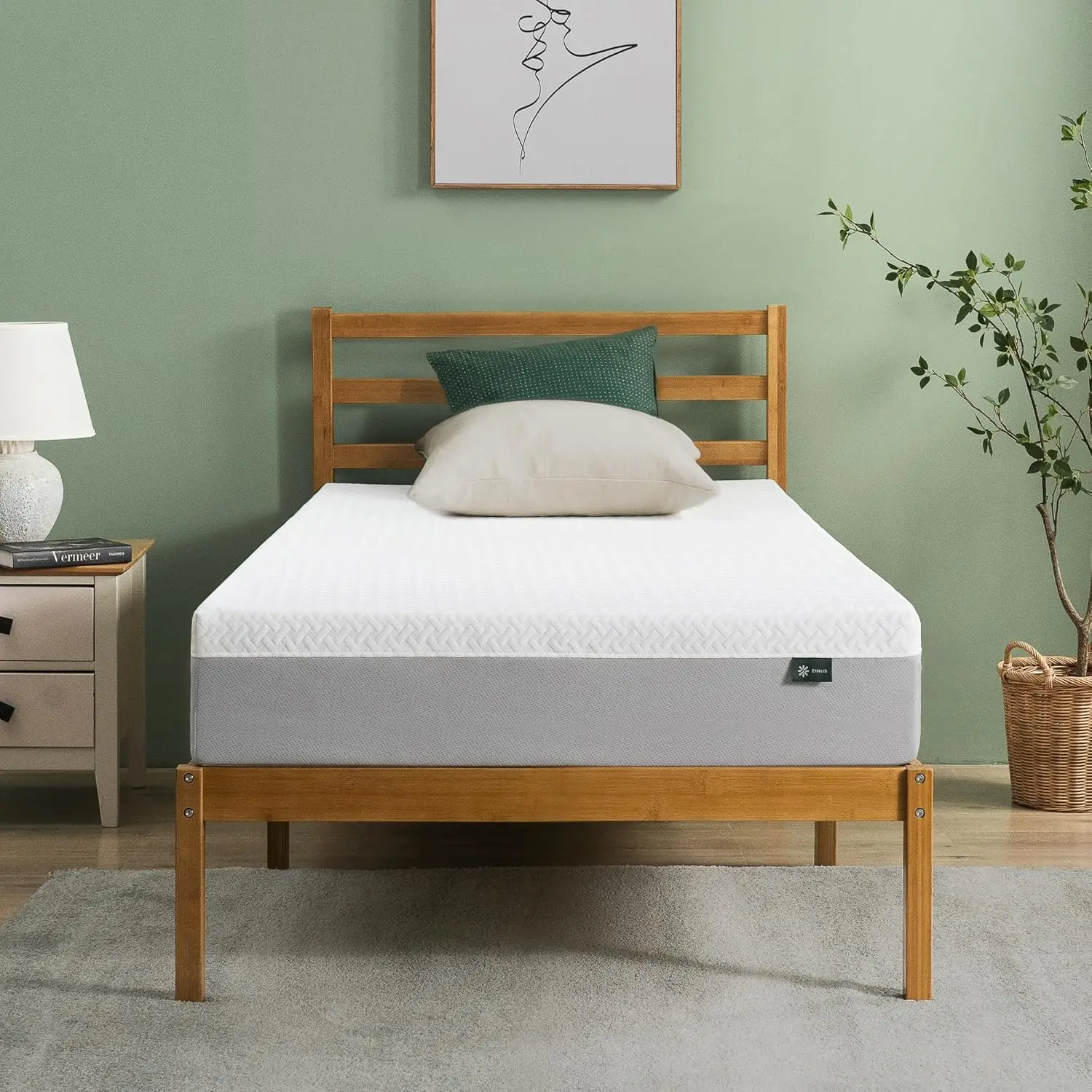 10 Inch Green Tea Essential Memory Foam Mattress [New Version], Twin, Fiberglass Free, Medium Feel, Breathable Airflow Memory Fo