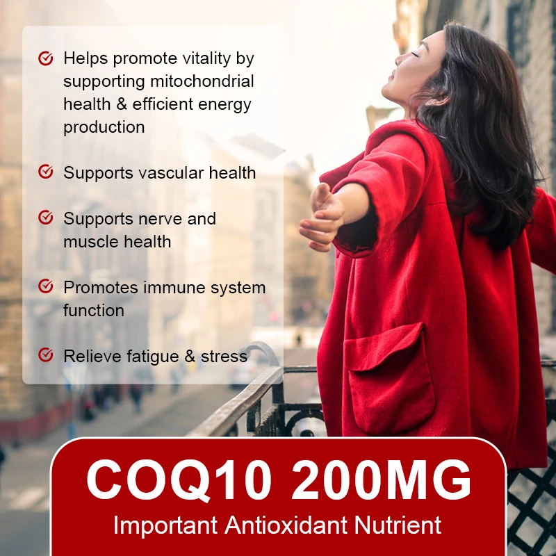 Coenzyme Q10 Capsules 500mg, for Circulation Stress Health and Body Energy, Better Absorption, Antioxidant Heart Health