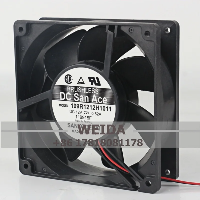 

Вентилятор охлаждения корпуса сервера Sanyo, осевой, на шарикоподшипниках, для инверторных шкафов, 109R1212H1011, DC12V 0.52A, 12038, 12 см, 120*120*38 мм