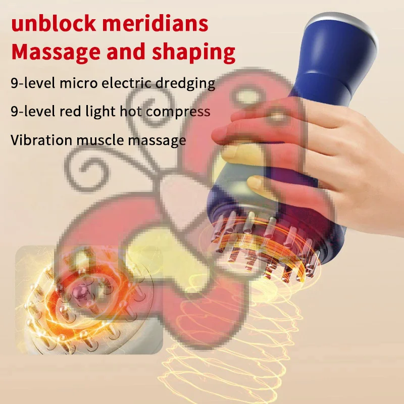 

Electric Meridian Brush Anti Cellulite Gua Sha Body Massager Vibrate Microcurrent Hot Compress Scraping Lymphatic Drainage Care