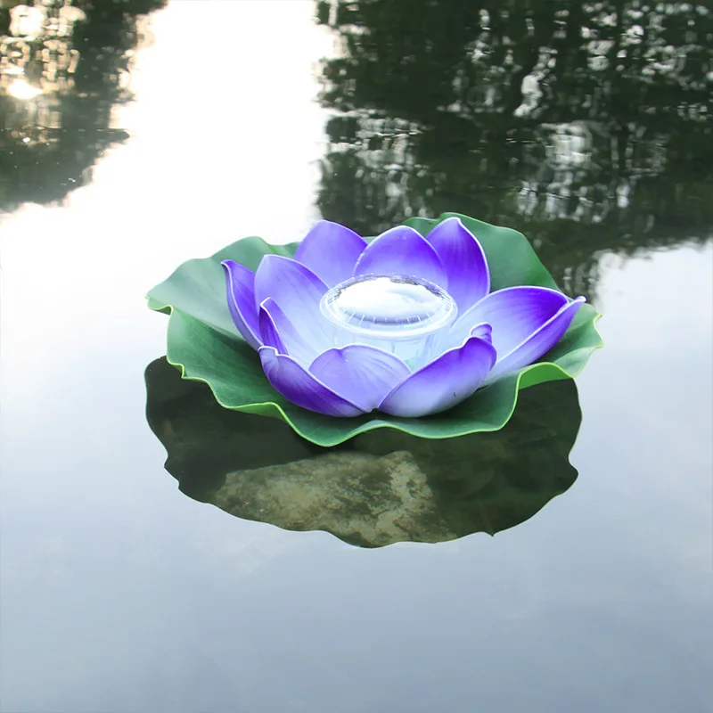 Electronic consumer outdoor pond water floating lamp solar lotus lamp waterproof solar garden wishing lotus leaf lamp