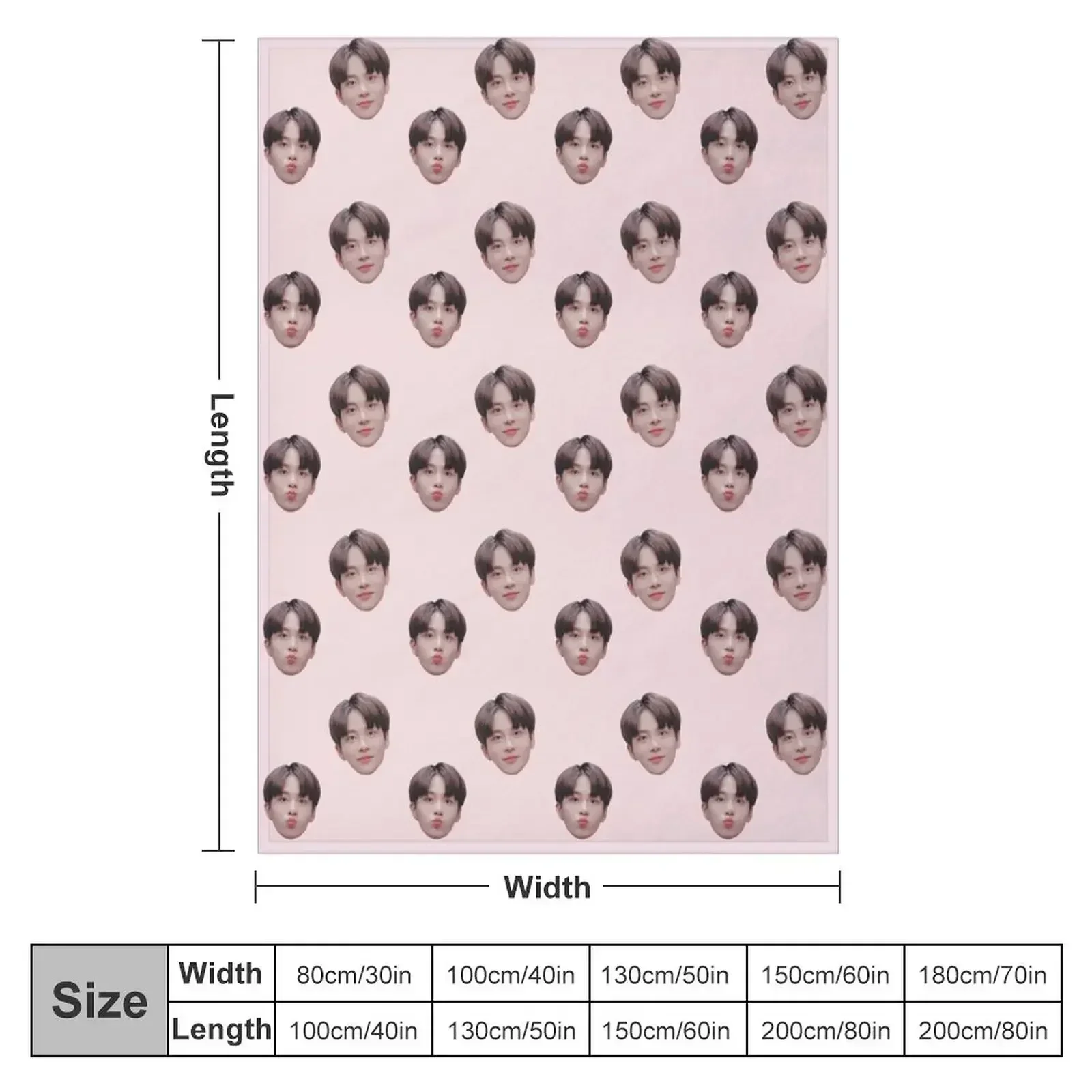 Ateez Jongho Head Pattern Bright Pink Throw Blanket warm winter Cute Travel funny gift halloween for babies Blankets