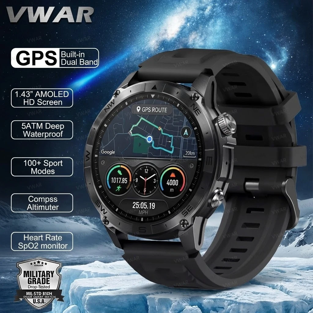 

Новые смарт-часы T-Rex Ultra GPS 2026 года, водонепроницаемые до 5 АТМ, со встроенным двухдиапазонным GNSS, компасом, военные спортивные смарт-часы для мужчин, совместимые с Xiaomi