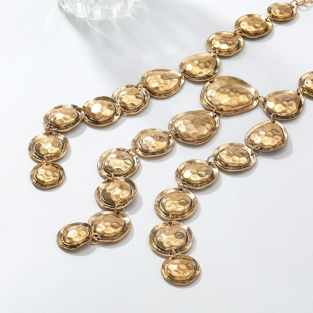 Neuheiten: Vintage Geometrische Metall-Wasserfall-Quasten-Halsketten für Damen, Statement-Schmuck, Geschenke für Feiertage und Partys – Detail 6