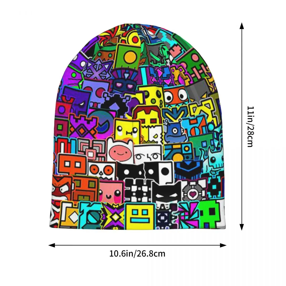 Video Game Geometry Dash  Men Women Adult Beanies Caps Knitted Bonnet Hat Warm Hip Hop Autumn Winter Outdoor Skullies Hats
