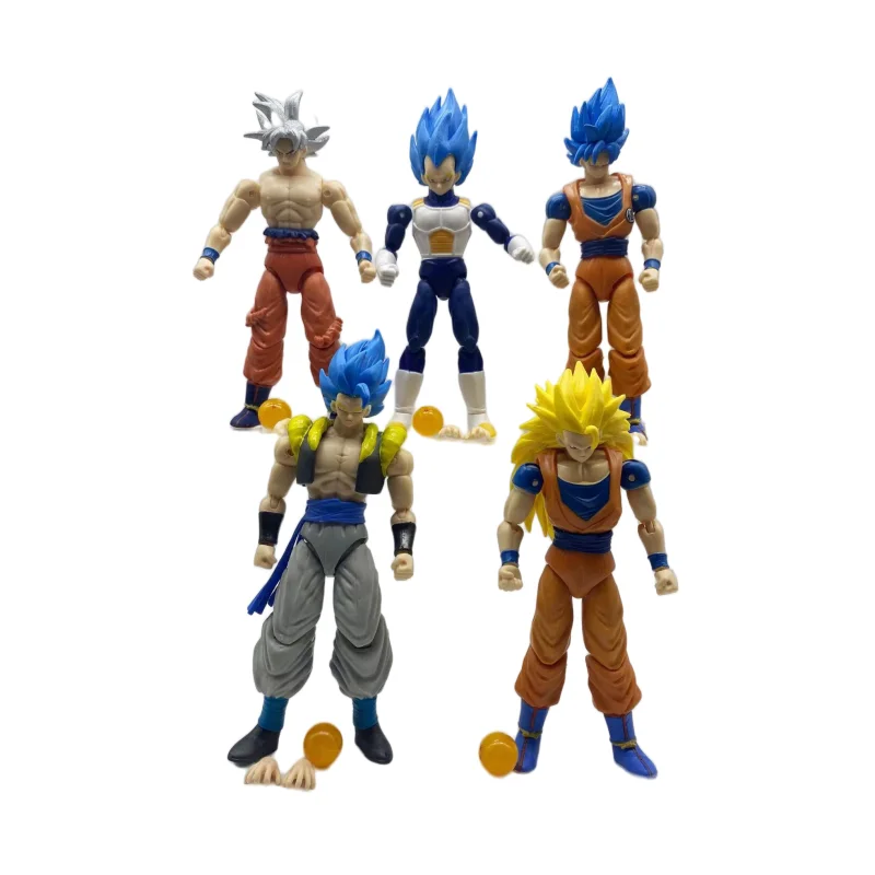 5 Pcs/Set Dragon Ball Action Figure Son Goku Vegeta Gogeta Super Saiyan Change Head Figurine 2 Style Ornament Gifts