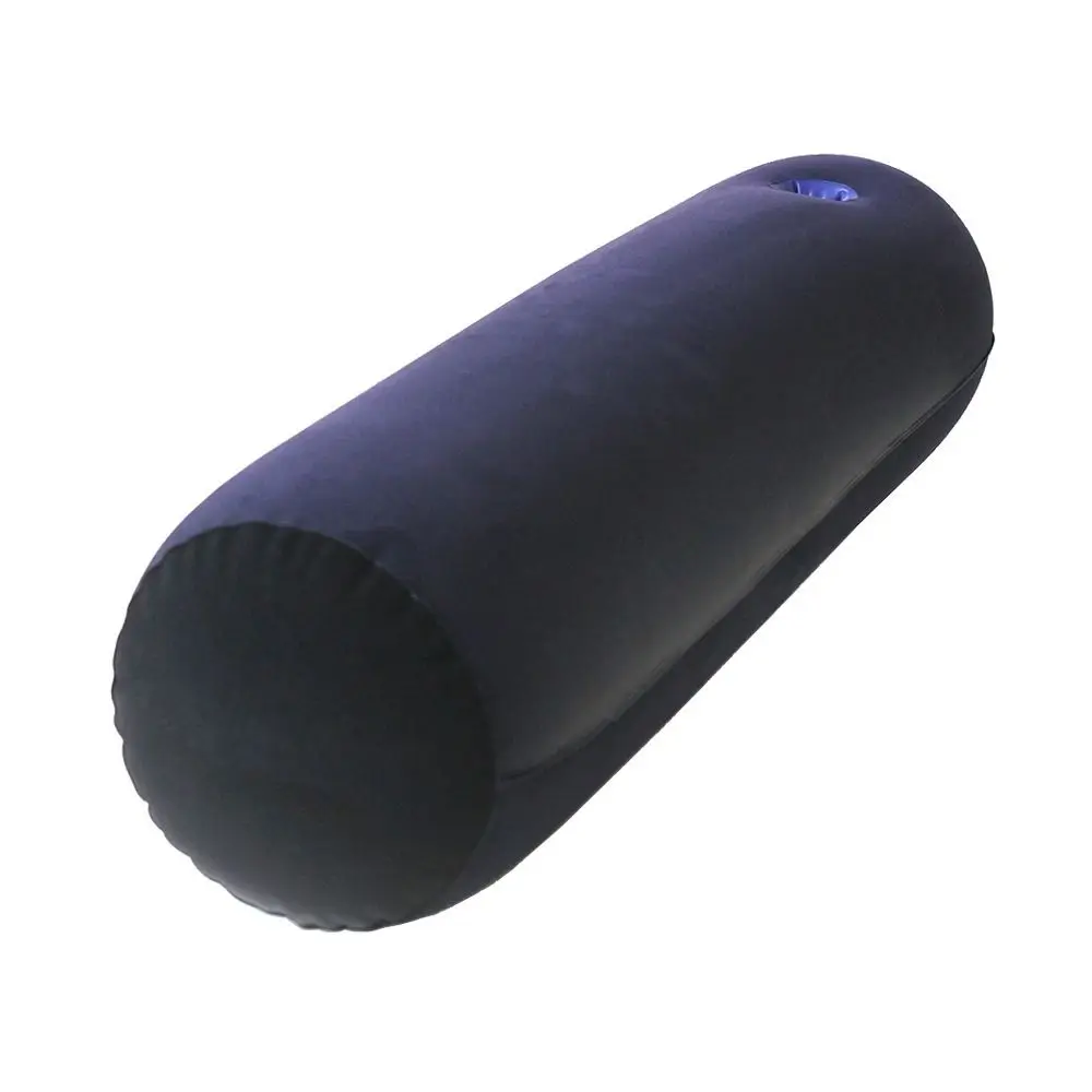 PVC Flocking Silicone Pillow Blue+Black Inflatable Pillow Cylinder Soft Relax Cushion Love Furniture Portable Magic Cushion