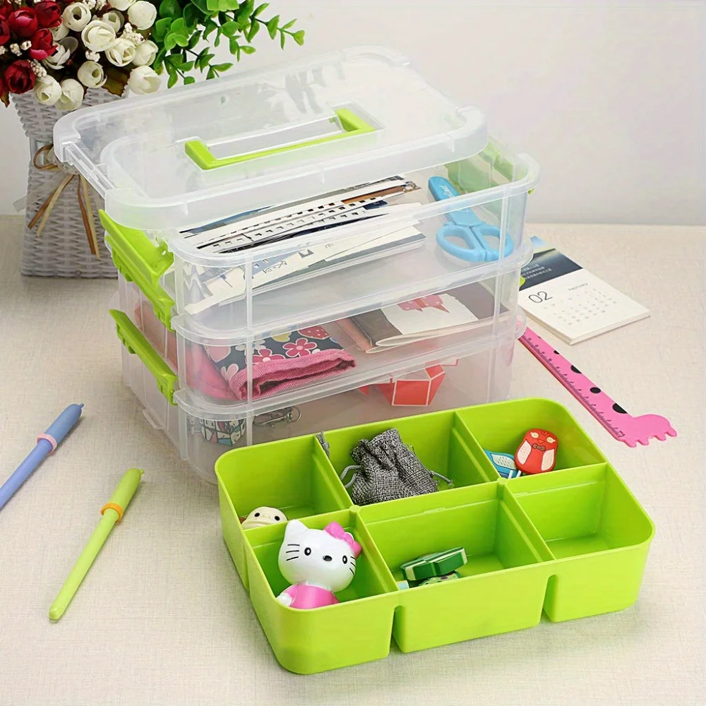 

4-layer stackable transparent plastic storage box, portable storage box, multi-function storage box, transparent storage tool