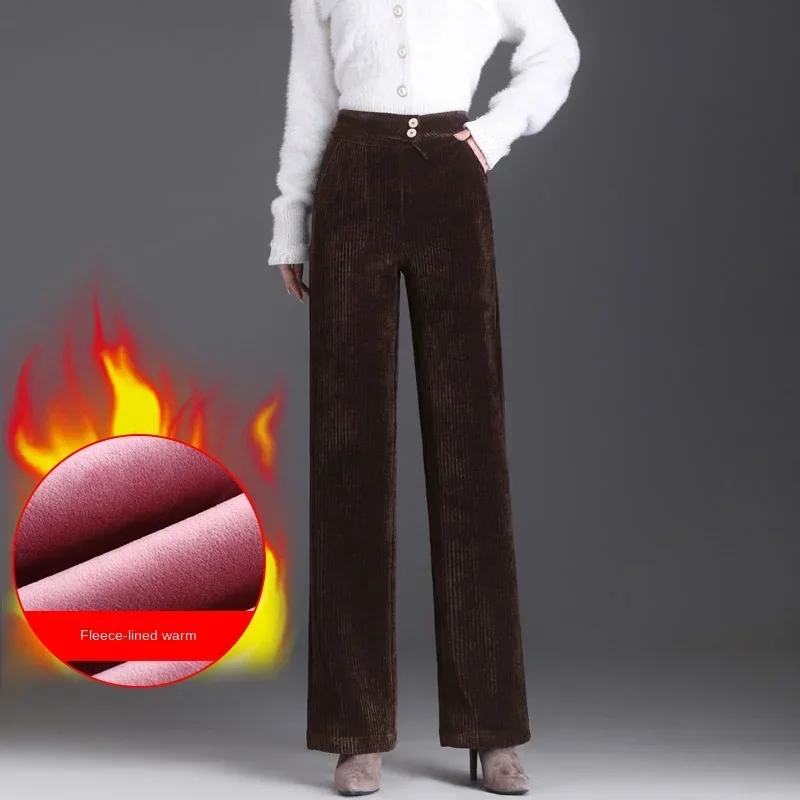 

Wide Leg Trousers for Women Autumn and Winter 2025 New High Waisted Loose Fitting Plush and Thick Straight Leg Pants