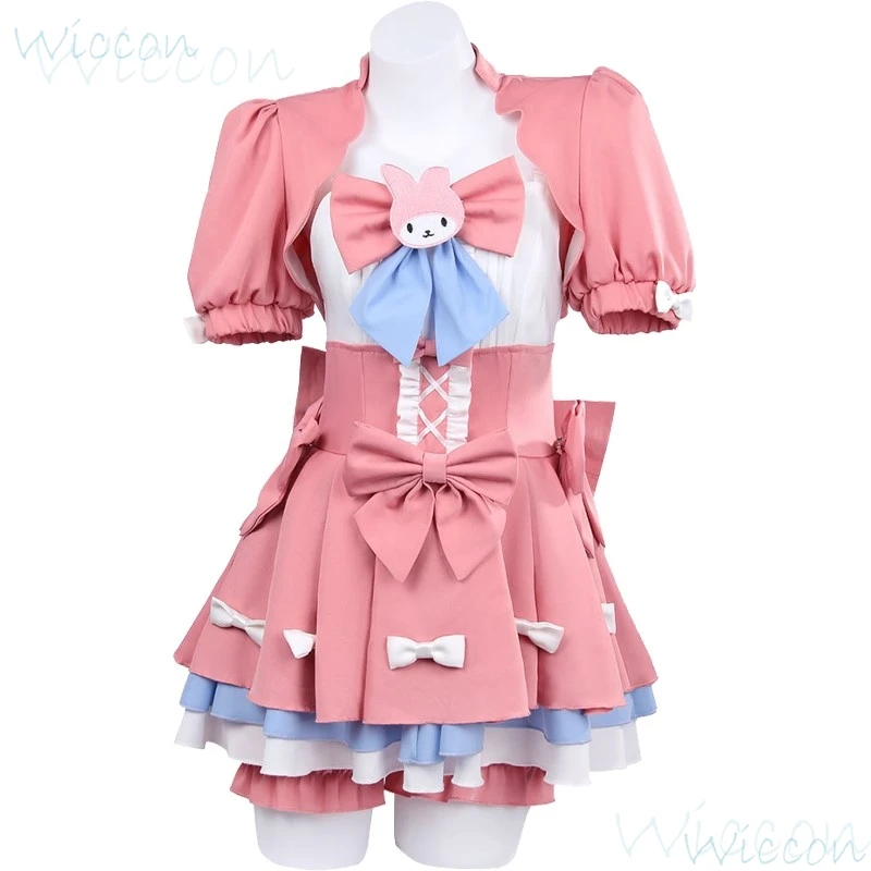 Lys Barrière Cosplay Jeu Ta.com V Costume pour Femme, Perruque, Cheerleader, Lapin, Fille, Uniforme, Rose, Robe, ix, Plis, Tenue de Jeu