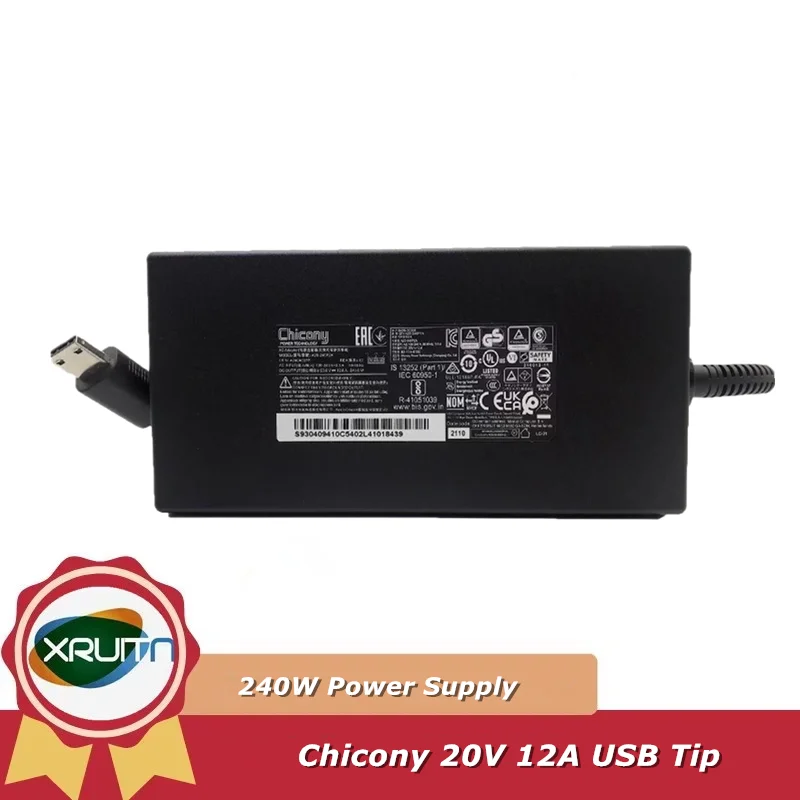

Оригинальный адаптер переменного тока Chicony A20-240P2A, 20 В, 12 А, 240 Вт для зарядного устройства MSI GE66 GE76 GE77 Vector GP76 WE76 Stealth GS77