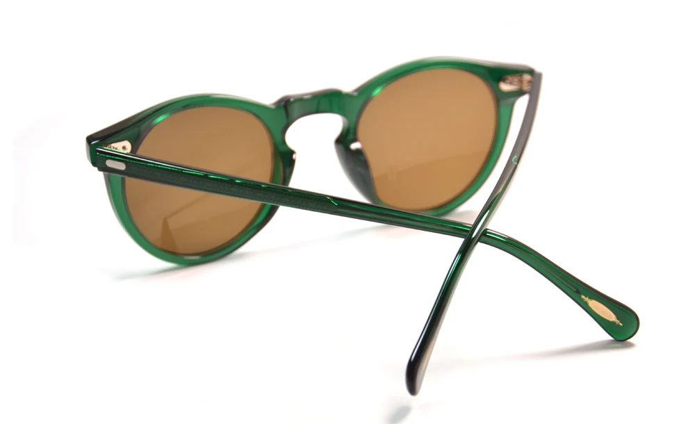 Trending Gregory Peck OV5186 Kreis Transparenter Achat Grüner Rahmen Polarisierte UV400 Sonnenbrille Retro Runde Sundown Fade Brillen – Detail 10