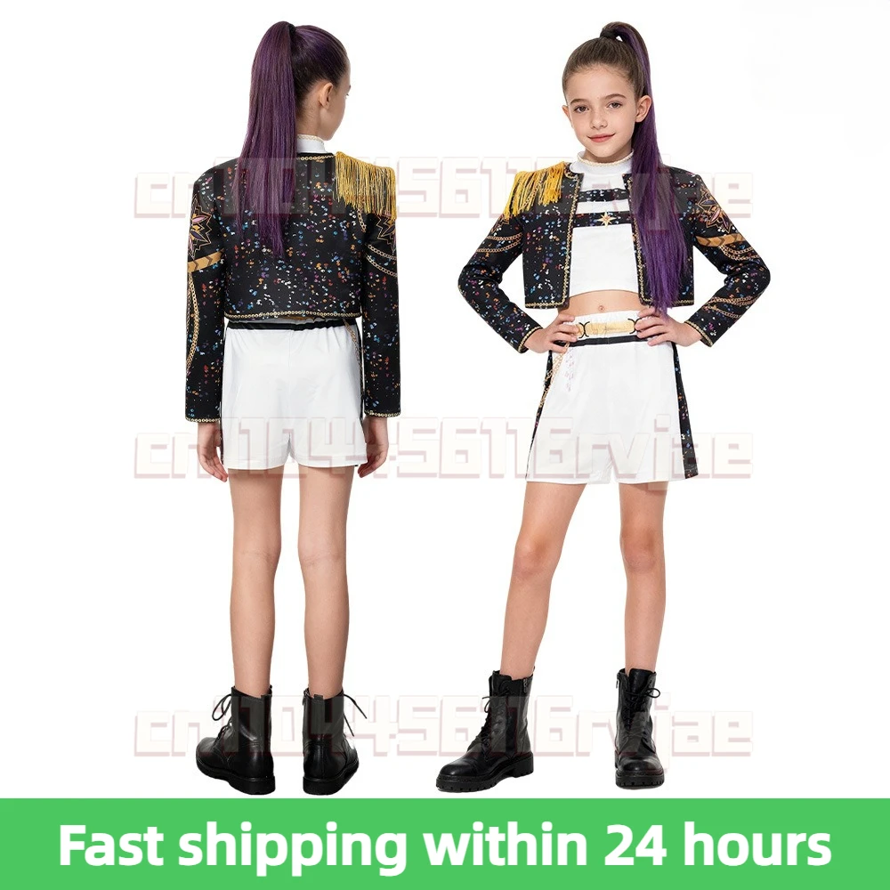 

2028 Kids Girls Kpop Demon Hunter Rumi Zoey Mira Cosplay Digital Print Costume Tops Skirt Set Child Performance Halloween Party