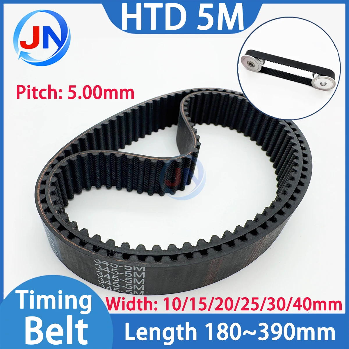 HTD 5M Timing Belt Length180 200 215 230 245 250 260 285 300 310 325 350 360 380 390mm HTD5M Rubber Closed Loop Synchronous Belt