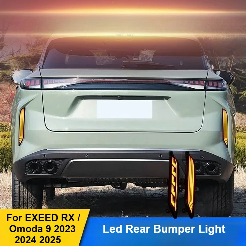 For EXEED RX / Omoda 9 2023-2025 Car Led Rear Bumper Light Reflector DRL Flowing Turn Signal Driving Brake Light Accessories