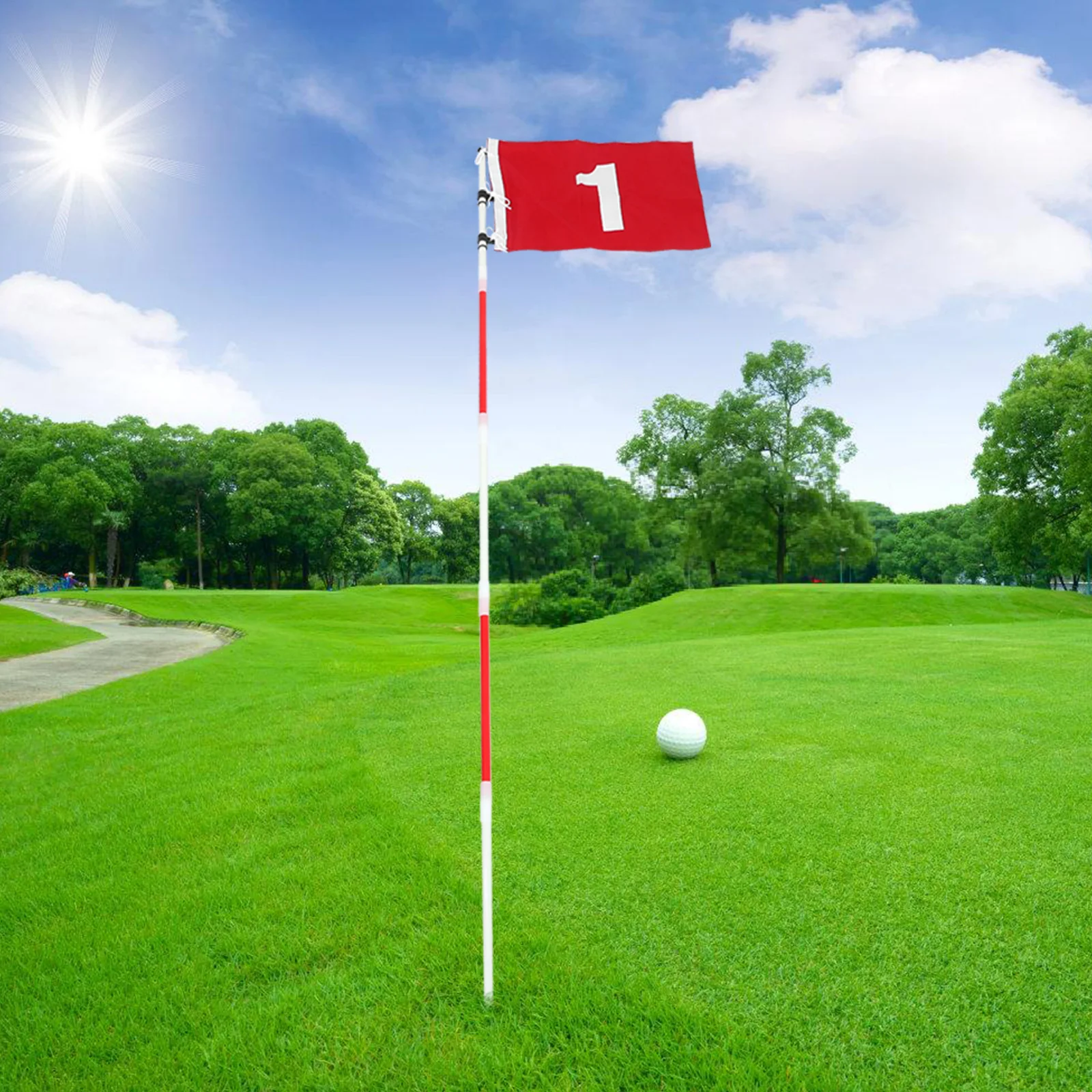 

1 set Golf Flagstick Set Professional Design Material 3 Section Easy Assembly Complete Golf Training Hole Practicing Cup