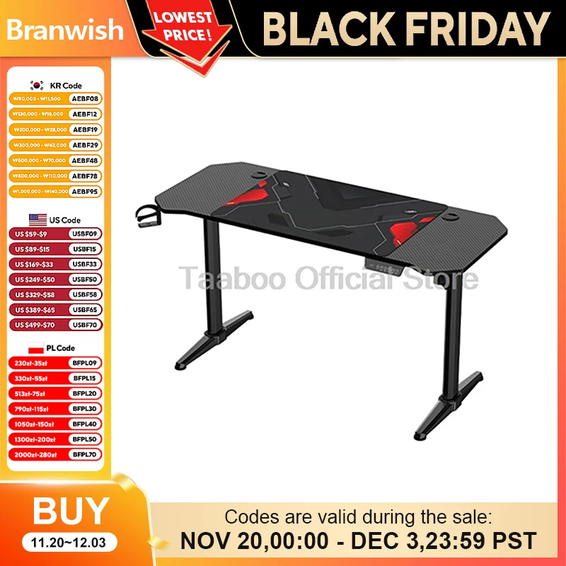

Lifting Standing Desk 75-120 Height Adjustable 120kg LBS Electric Gaming Desk Heavy Duty Computer Table for Gamer Home Office