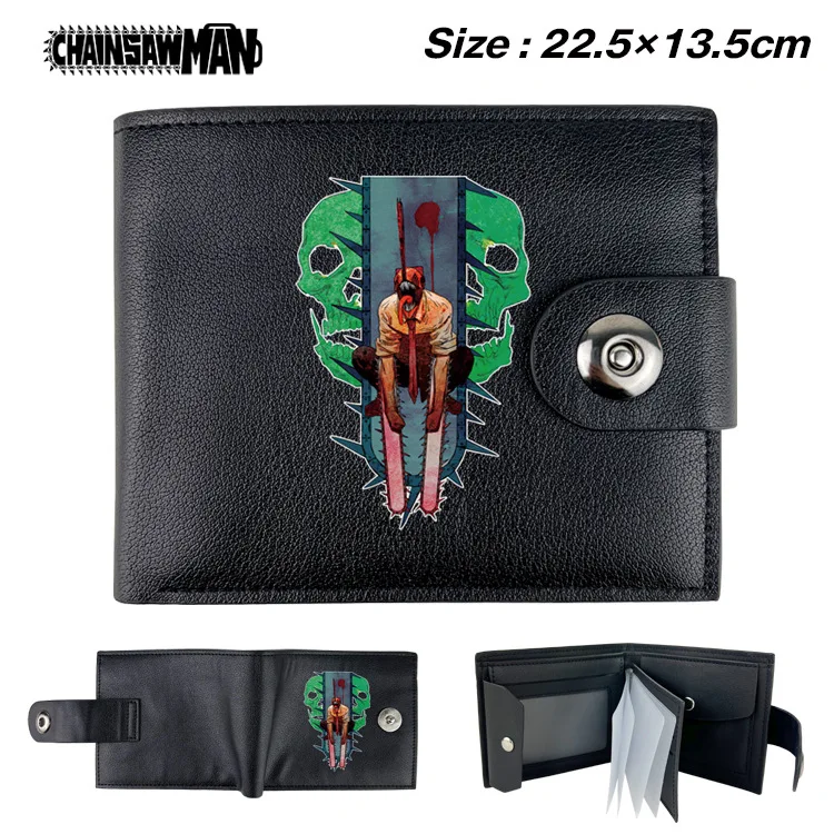 Chainsaw Man Anime Cartoon Snap Wallet Folding Short Coin Purse with Card Holder