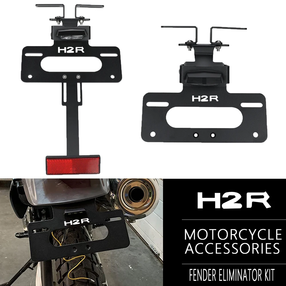 

For Kawasaki H2 H2R H2 R 2015 2016-2025 Motorcycle Rear License Plate Holder Bracket with Light Tail Tidy Fender Eliminator Kit