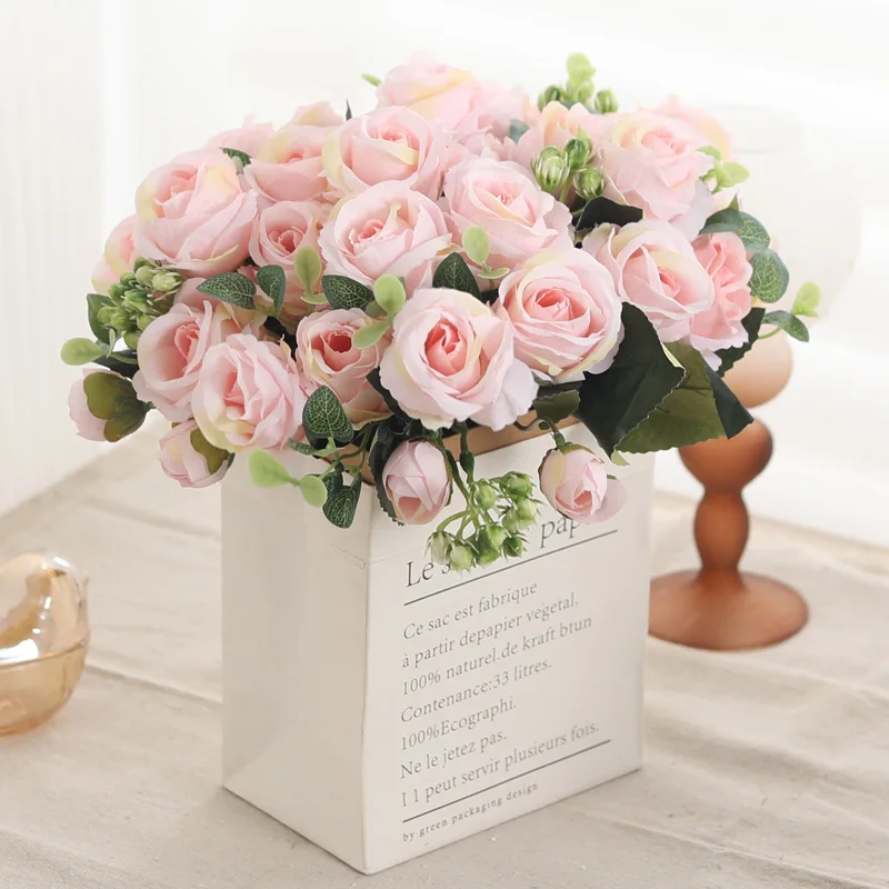 Künstliche Blumen Nordic Rose Hochzeit Hause Braut Halten Bouquet Outdoor Garten Tisch Dekoration Party DIY Geschenk Schießen Requisiten