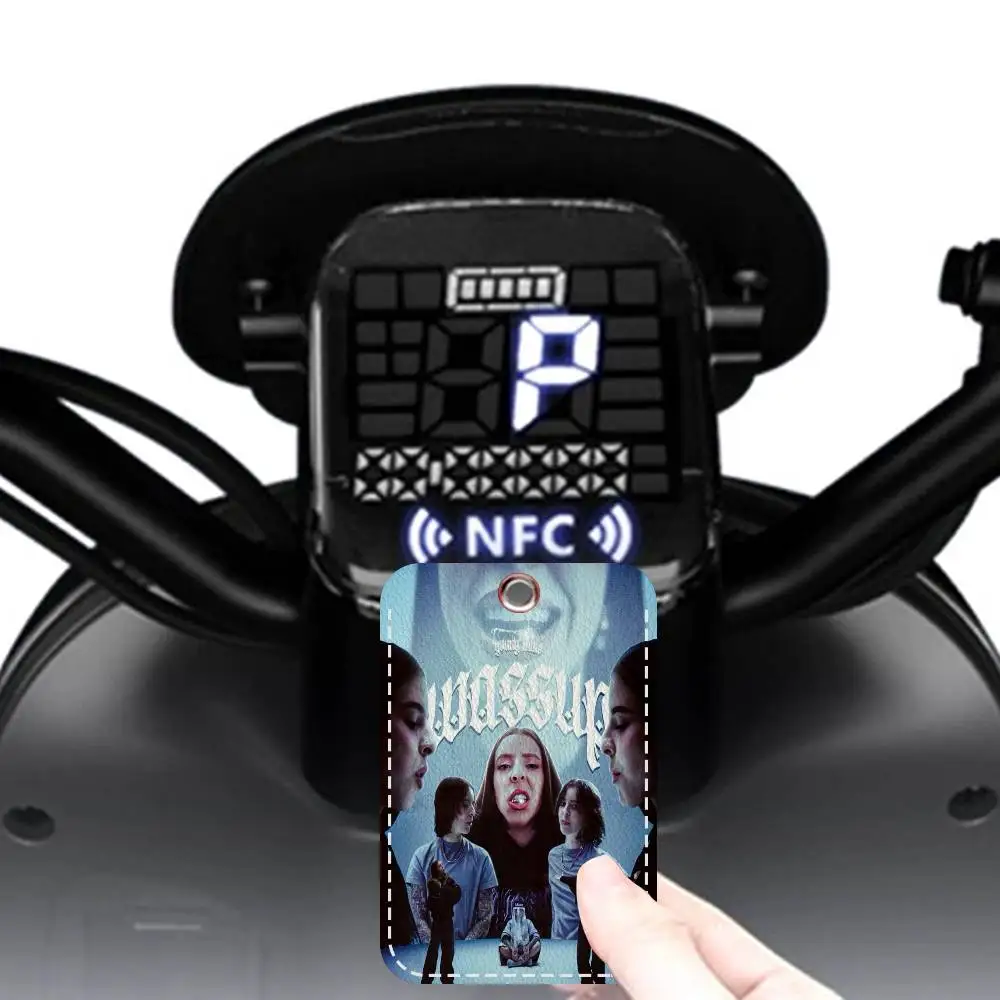 Singer Y-Young M-Miko Rectangle ID Card Case Keychain Access Card Bag Key Tag Ring Leather Card Holder Key Ring Access