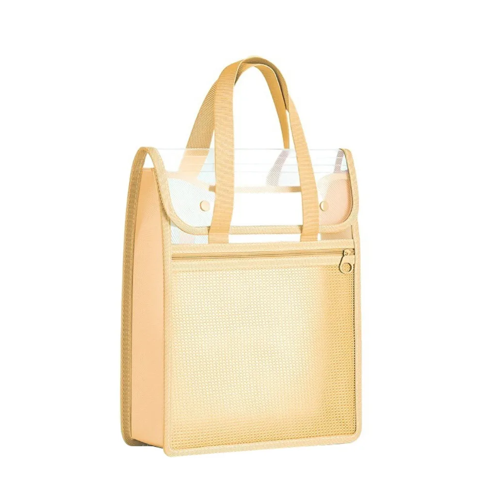 

PP File Storage Bag Transparent Large Capacity Transparent Handheld Folder Portable Zipper Pocket Document Storage Bag
