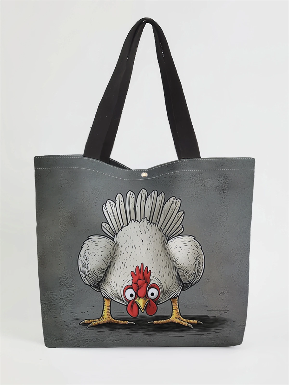 

1pc， Hen pattern handbag, reusable fashionable handbag, multifunctional handbag, printed canvas shopping bag