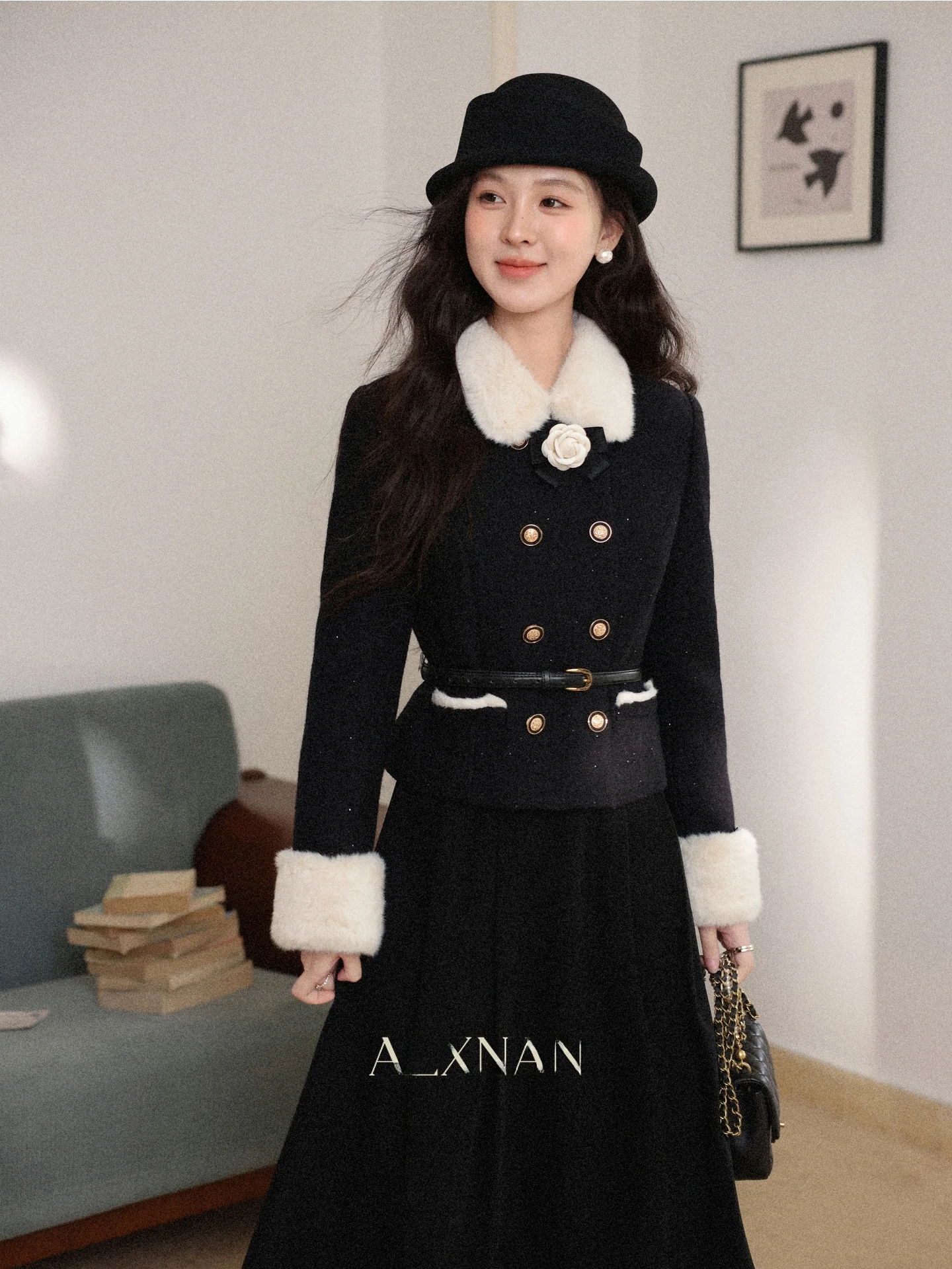 

Женская верхняя одежда Swan South Bla Mountain Tea: осенне-зимний приталенный топ класса люкс в стиле французского шика, маленький размер