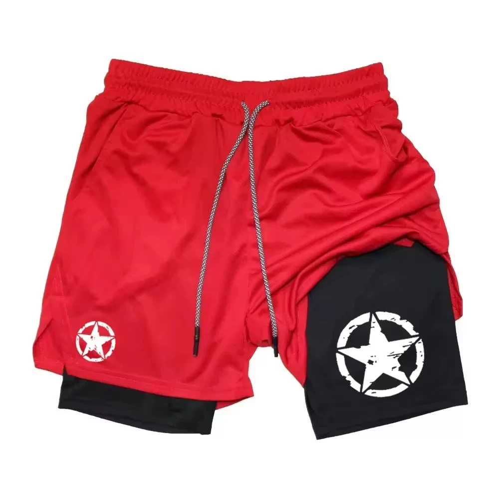 

Men's Compression Sports Shorts, Boxing Printed Sweatpants, Double Layer, Quick Drying, Basketball, Beach, Fitness Shorts