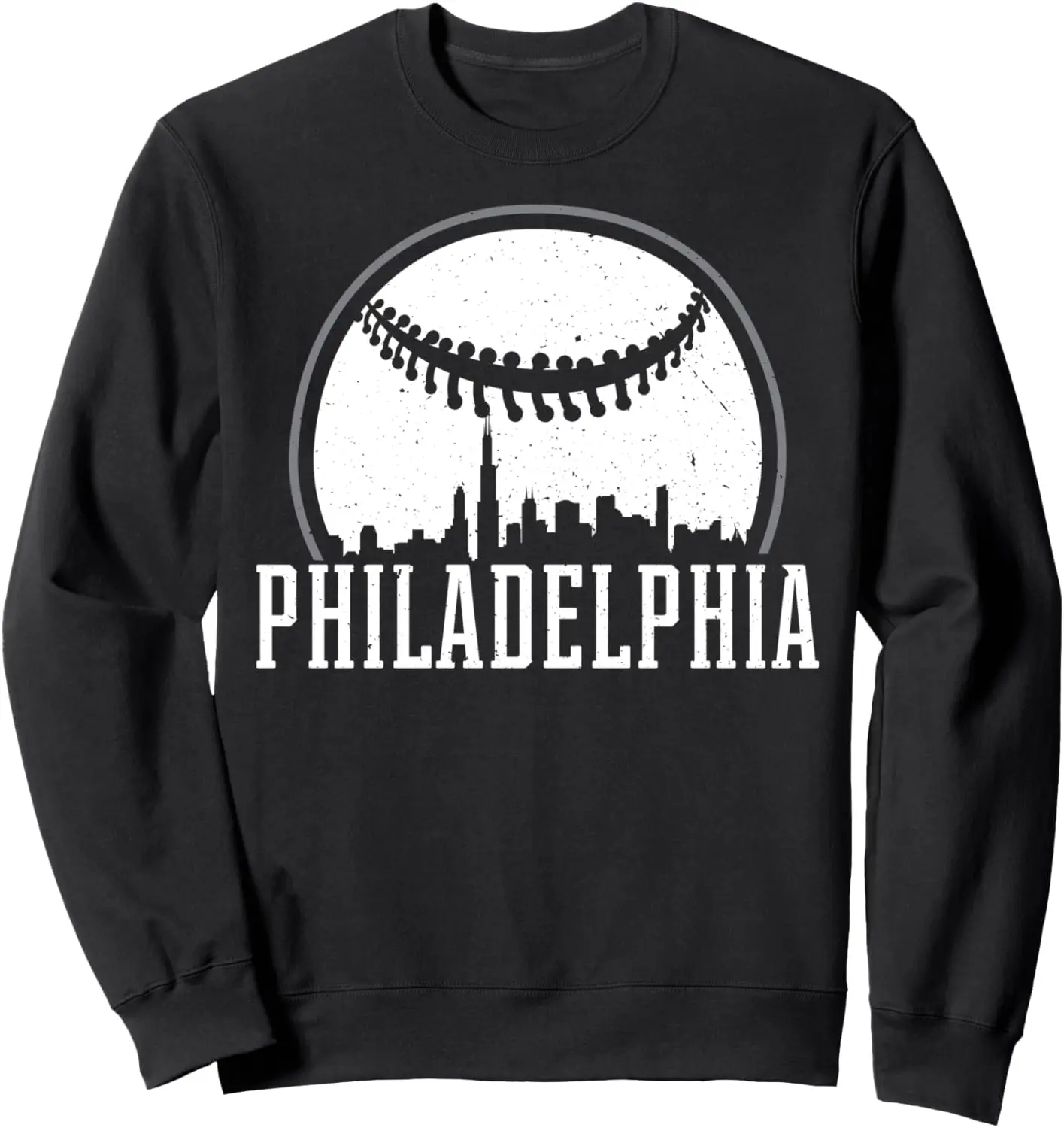 

Philadelphia Cityscape Design Gift Retro Baseball Sweatshirt