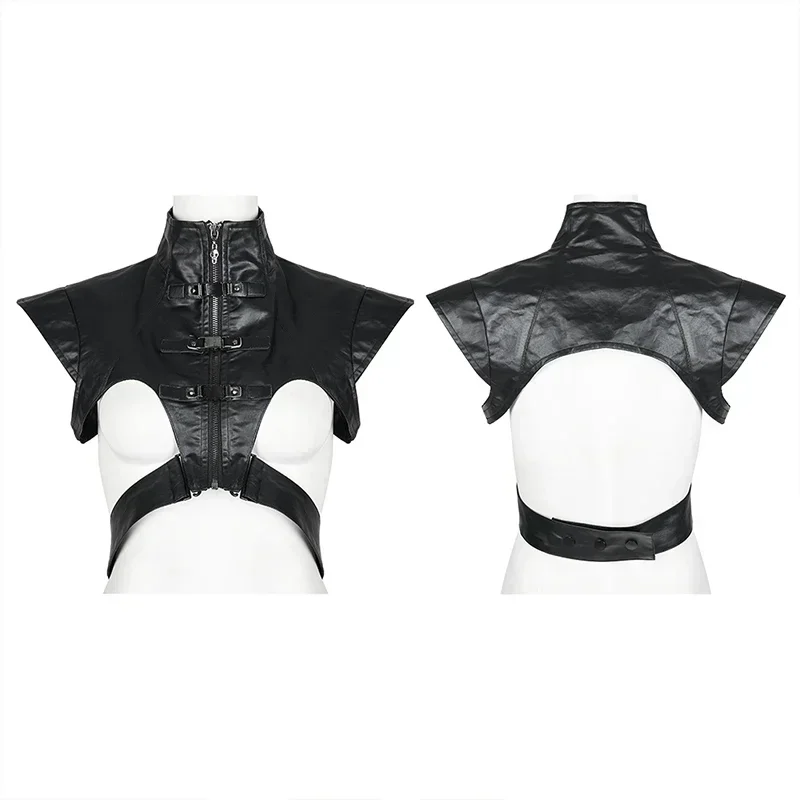 PUNK RAVE-Women\'s Punk Metal Hard Core Wide Shoulder Vest Waist Loop with Etachable Waistbands Sexy Cool Corset Accessories