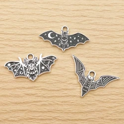 10pcs Bat Charm for Jewelry Making Enamel Necklace Pendant Keychain Phone Diy Supplies Metal Craft Accessories White Plated