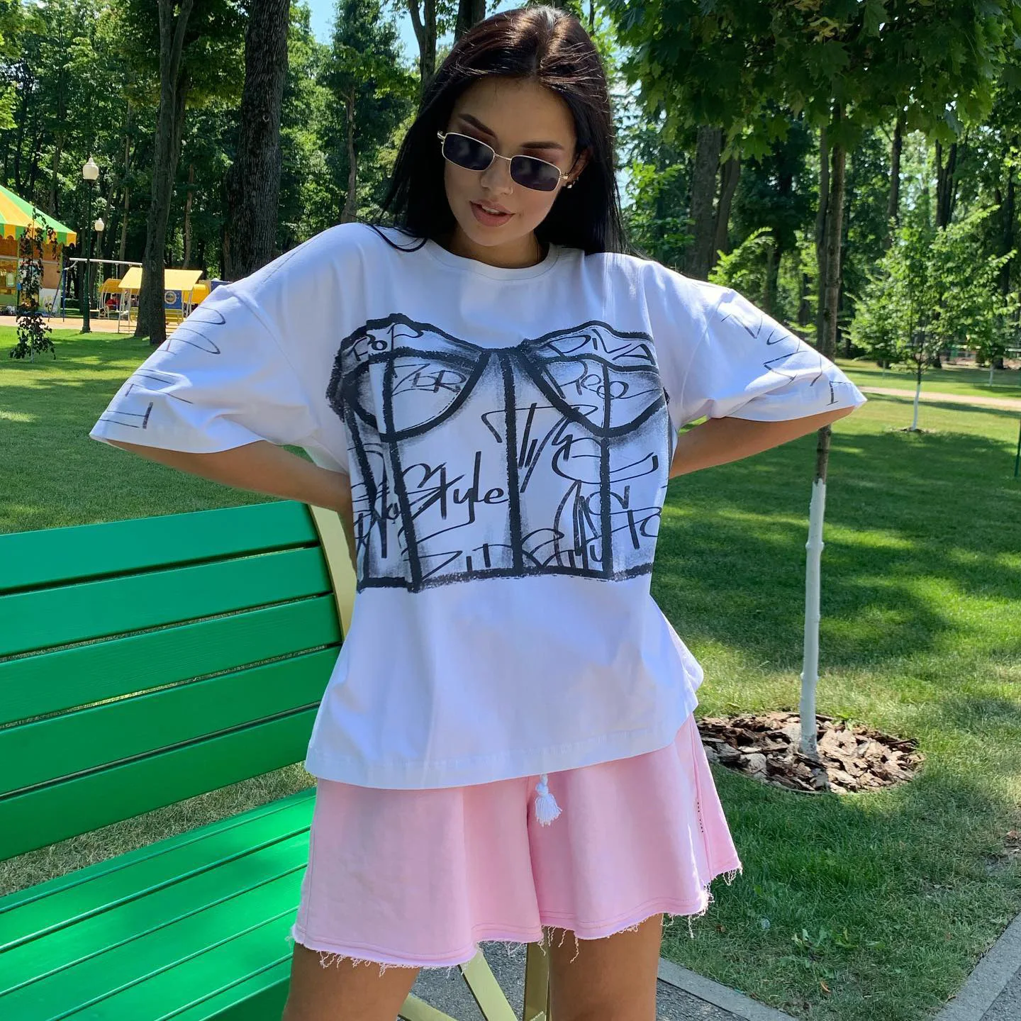 Zekye Female Clothing Graffiti Print Short-sleeved T-shirt Women's Pure Cotton Korean Reviews Many Girls Clothes Women's Cropped