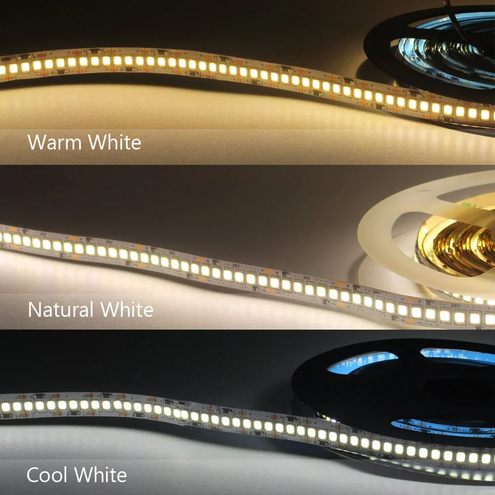 5M LED Strip Light 12V 24V SMD 2835 240LED/m Flexible Ribbon Warm Cold Natural White Indoor Decor Tape Stripe Linear Lighting image 3