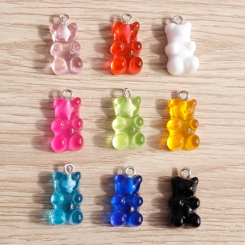 10pcs 11x21mm Cartoon Candy Colors Gummy Bear Charms Pendants for Making Earrings Necklaces Bracelet DIY Crafts Jewelry Findings